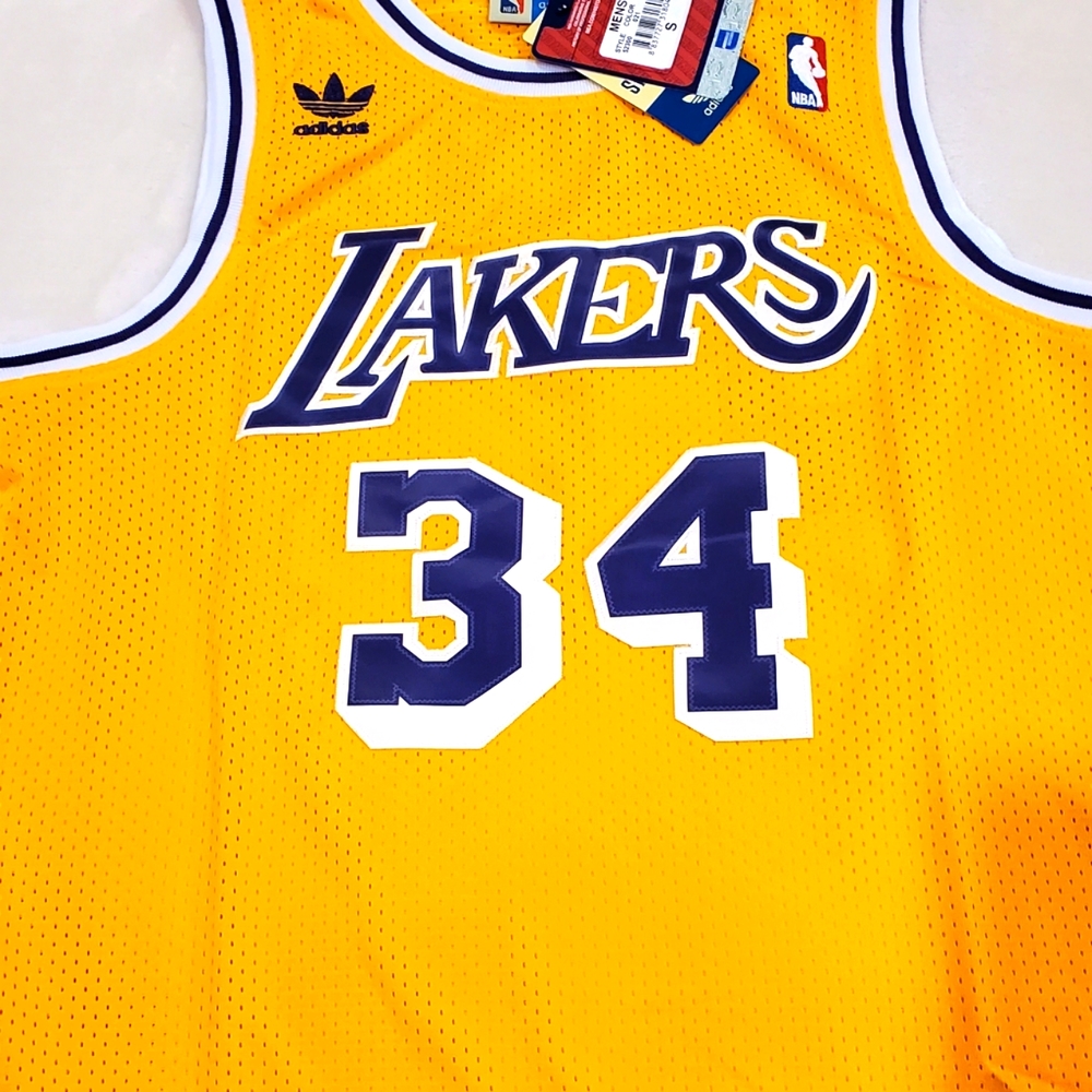 NWT Adidas Hardwood Classics Small Lakers O'Neal Basketball Jersey.